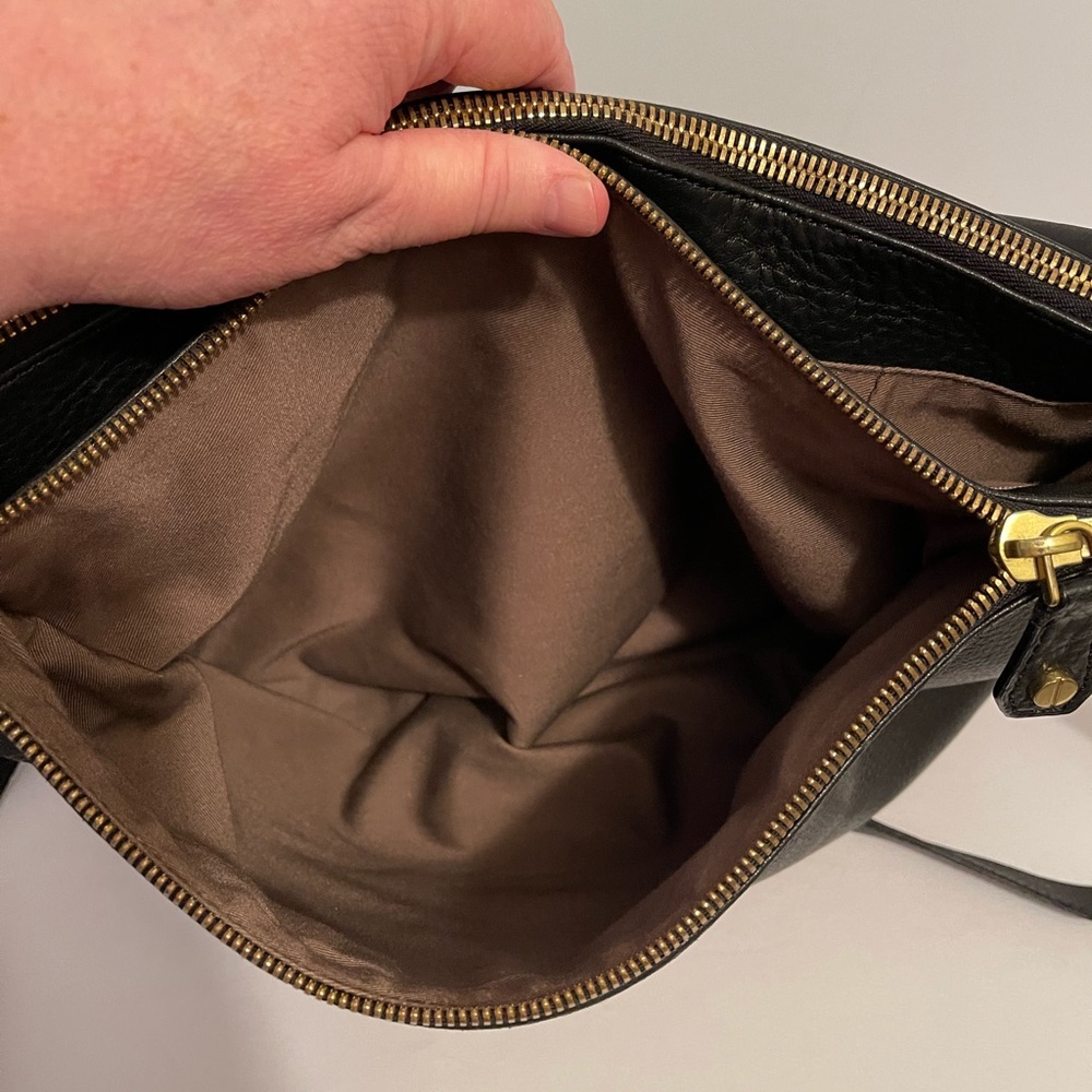 J Crew Black Pebbled Leather Biennial Shoulder Crossbody Classic Hobo Bag - Picture 9 of 15